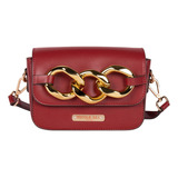 Bolsa Crossbody Para Fiesta Nicole Lee Con Eslabones Ss22 Color Burgundy