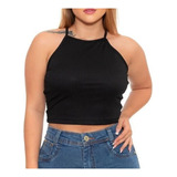 Blusinha Top Bojo Liso Alça Fina Malha Canelada Roupa Treino