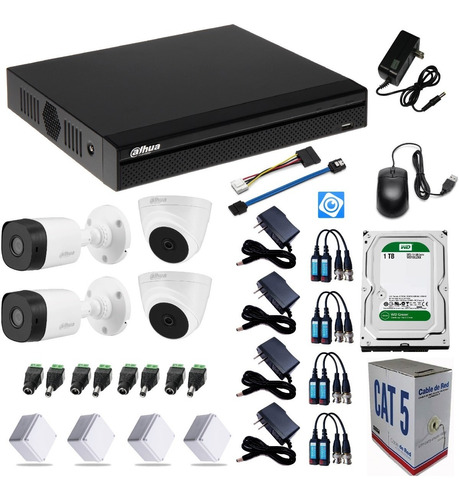 Kit Cámaras Seguridad Dahua 4 Ch + 4 Cam + D.d 1 Tb 4k 5mp