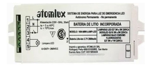 Kit Balasto Emergencia Permanente  1604 Mini Atomlux