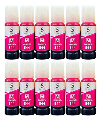 12 Tinta Magenta Para Epson 544 Compatible L1250 L3250 L1210