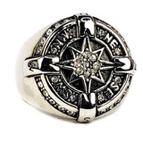 Anillo Rosa De Los Vientos Atrae Luz Y Suerte Acero Inoxidab