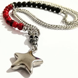 Collar Skull Star Calavera Piedras Y Acero