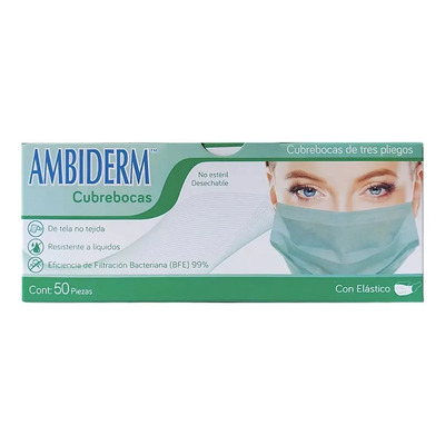 Cubre Bocas 3 Pliegos Ambiderm Verde Caja C\u002F50 | Envío gratis