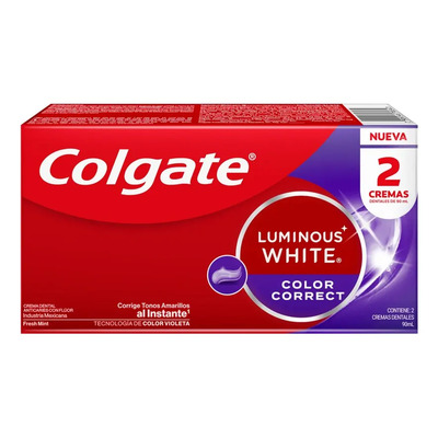 Pack X2 Pasta Dental Luminous White Color Correct 90ml Colgate | Envío gratis