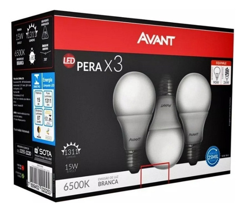 Lampada Led Bulbo 15w 6500k Avant Pague 10 Leve 12