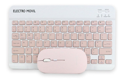 Teclado Inalambrico Bluetooth Mouse Rosado Electro Movil