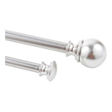 Set Cortinero Doble Barra Ajustable De 1.67 A 3.04 Cm Plata 