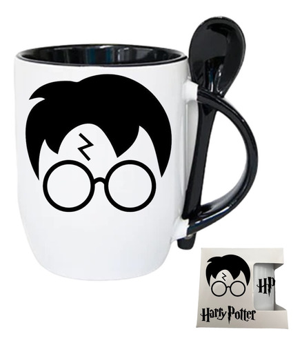 Taza De Harry Potter Hogwarts+cuchara + Caja De Regalo Café 