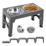 Comedero Elevado Ajustable Para Perro Gato Con Tazones Plato