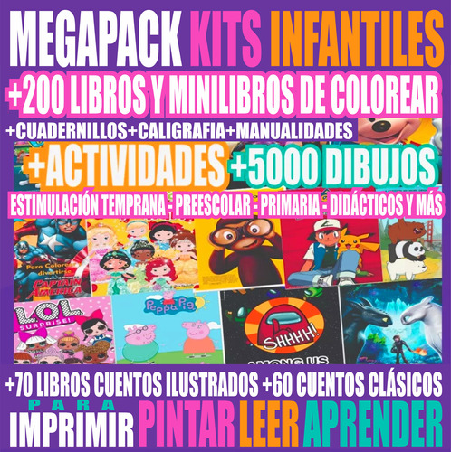 Megakits Imprimibles Colorear Actividades Didáctico Cuentos 