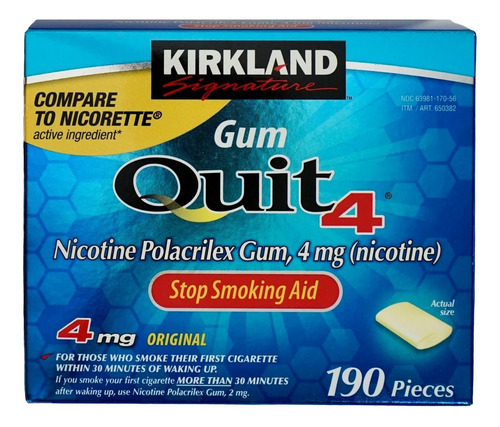 Chicles Nicotina Quit4 4mg 190 Pza Sabor Original Kirkland