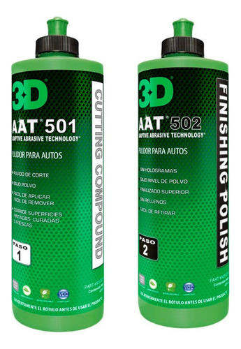 Kit 3d Compuesto Pulido De 2 Pasos 940ml Aat501 + Aat502 Rex