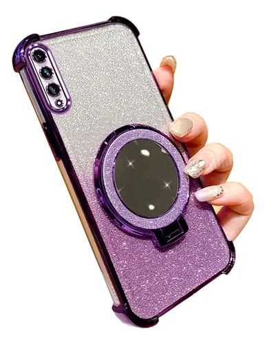 Esquinas Reforzadas Funda De Moda Brillo Brillante Case Para Huawei Y9s, With Espejo Soporte | MercadoLibre
