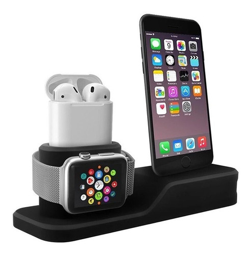 Base De Carga Para iPhone/apple Watch/AirPods Negro Silicon