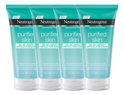 Combo X4 Neutrogena Purified Skin Gel De Limpieza 150 Ml