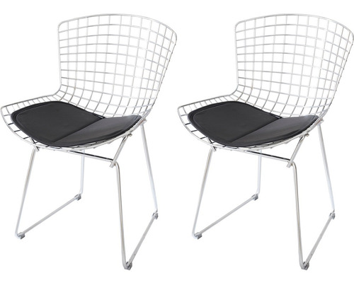 Silla Bertoia X2 Cromada Comedor Cocina Acero Hierro Diseño