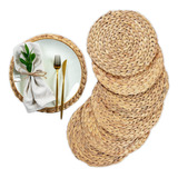 Set 6 Individuales Mantel Fibra Natural Cañamo De 38cm