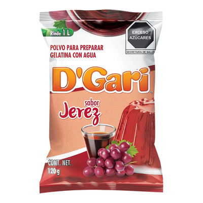 Polvo Para Preparar Gelatina Con Agua Sabor Jerez De 120g D'gari | MercadoLibre