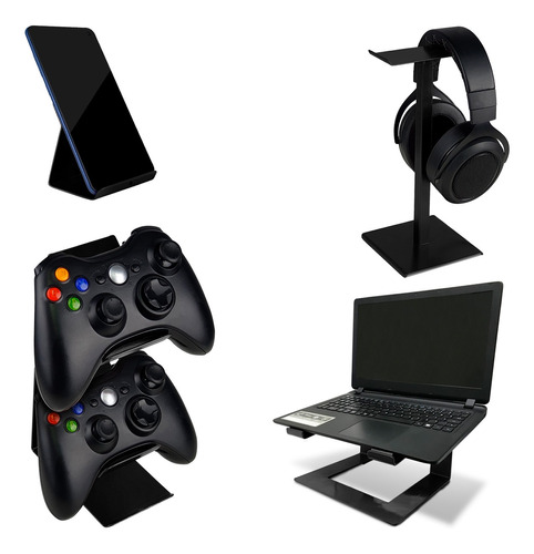 Setup Kit Gamer Vexus Suporte Celular Fone Controle Not Pt