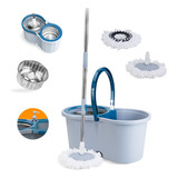 Mop Giratorio Com Cesto Em Inox Azul C/2 Refil - Dolce Home