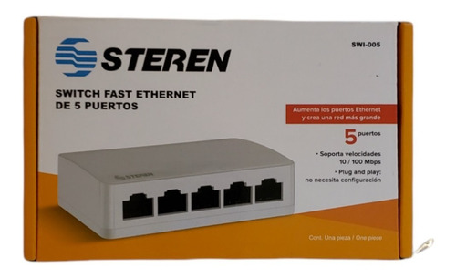 Switch Fast Ethernet De 5 Puertos Velocidades 10/100 Mbps 