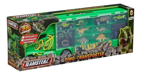 Camion Transportador Autitos Metal + Dinosaurios Teamsterz 