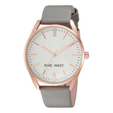 Nine West Reloj Para Mujer En Tono Dorado Rosa Y Correa Gris