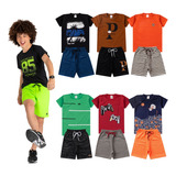 Kit Lote 6 Conjuntos Roupa Infantil Menino Masculino Atacado Barato Verão 1 Ao 8