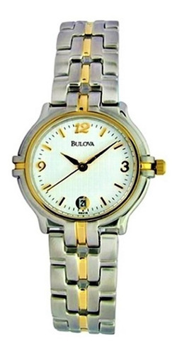 Relógio Bulova 98u16d Visor Branco Dourado Banho Ouro