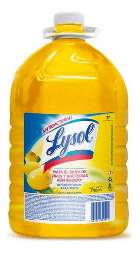 Limpiador Lysol Desinfectante Para Pisos Limón 3785ml Lysol Limón En Botella 3785 Ml