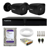 Kit 2 Câmeras Bullet Black Dvr 4 Canais Hd 500gb Instalado