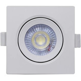 Spot Embutir Led 7w Direcionavel Quadrado Luz Quente 3000k