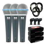 Kit 3 Microfones Dinâmicos Arcano Rhodon-8 Com Cabo Xlr-xlr