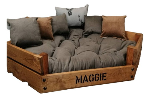 Cama Para Perro De Madera Esquinera + Colchón 