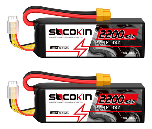 Socokin 4s Lipo Bateria 2200mah 14.8v 50c Con Enchufe Xt60 S