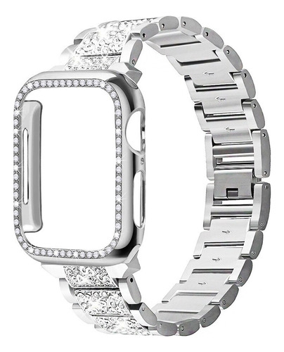 Capa E Pulseira Bling Para Pulseira De Metal Apple Watch