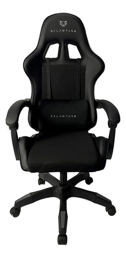 Silla Gamer Mediana Tela Y Piel Reclinable Negro