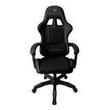 Silla Gamer Mediana Tela Y Piel Reclinable Negro