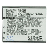 Bateria P/ Camara Sony Bn1 , Np-bn1 , 630mah ,  3.7v , Local