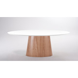 Mesa De Jantar Cone 200x110 Cm Tampo Laca, Base Em Madeira 