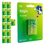 14 Baterias Alcalina 9v Quadrada Retangular Elgin 14 Cart