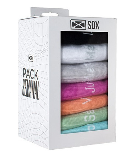 Pack X 7 Pares Medias Sox Par Semanal Cortas Soquete Colores