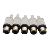 Plug Jack Rca Com Rabicho Branco - 5 Peças