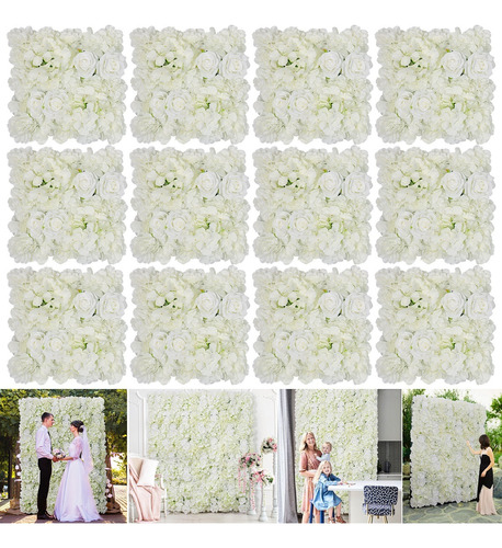 12 Panel De Flores Artificiales Muro Decorativos Rosas Pared