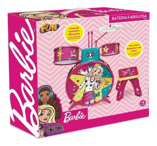 Bateria Infantil Da Barbie Fabulosa F00047 - Fun