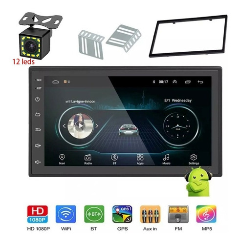 Autoestéreo Android 9.1 Wifi Gps 2din Pantalla Templada 2.5d