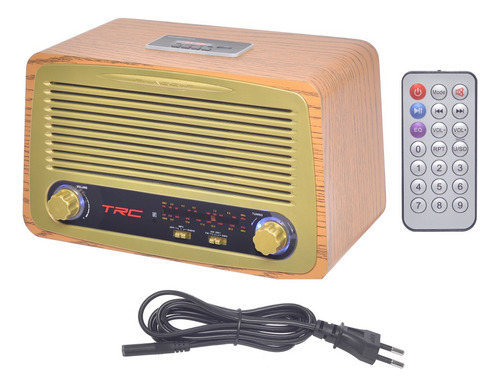 Caixa De Som Portátil Retrô 35wrms Bluetooth Am/fm Trc 212