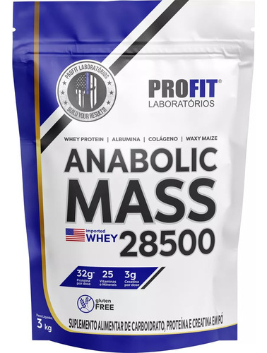 Hipercalórico Anabolic Mass 28500 3kg-profit Labs Leite Niño