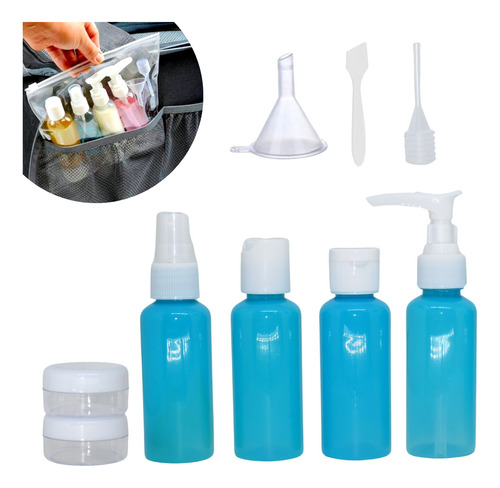 Kit 6 Frascos De Viagem Shampoo Creme Sabonete + Necessaire